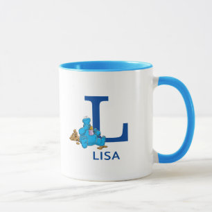 Cookie Monster Eating Cookies Name & Monogram L Mug