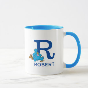 Cookie Monster Eating Cookies Name & Monogram R Mug