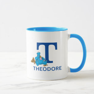 Cookie Monster Eating Cookies Name & Monogram T Mug