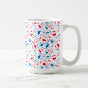 Cookie Monster & Elmo   Red & Blue Pattern Coffee Mug