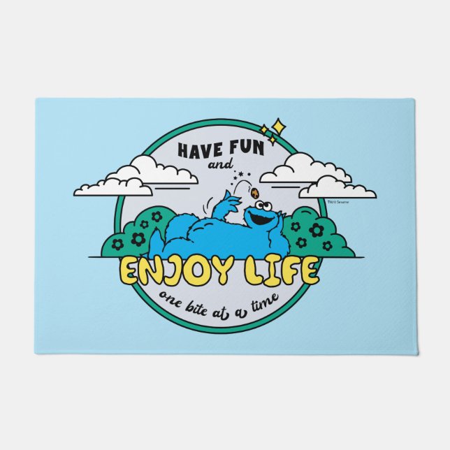Cookie Monster | Enjoy Life One Bite at a Time Doormat (Front)
