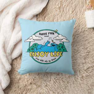 Cookie Monster   Enjoy Life One Bite at a Time Throw Pillow