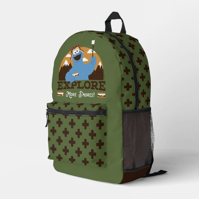 Cookie Monster | Explore More S'mores Printed Backpack (Back Corner Right)