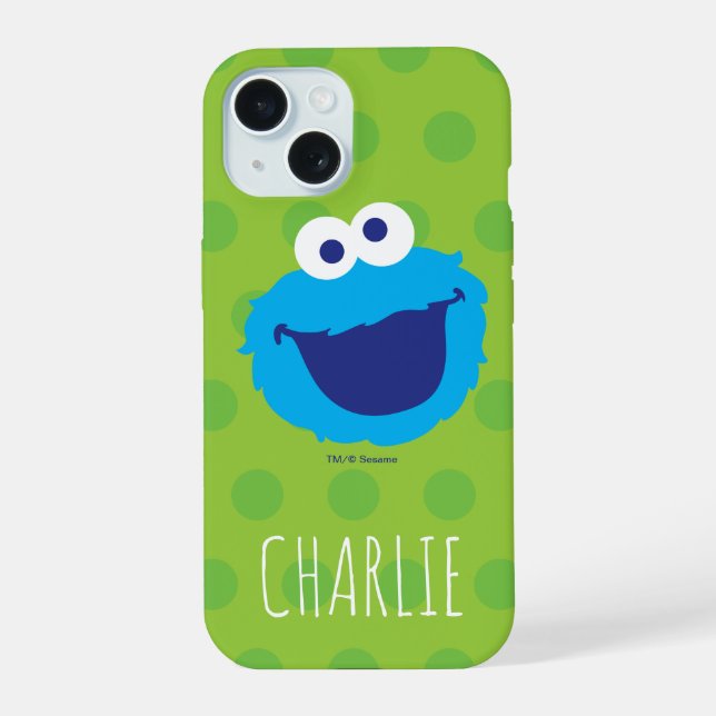Cookie Monster Face | Add Your Name iPhone 15 Case (Back)