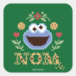 Cookie Monster Faux Cross-Stitch Square Sticker
