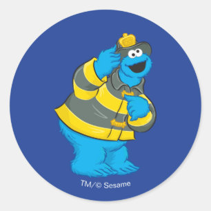 Cookie Monster   Fireman Costume Classic Round Sticker