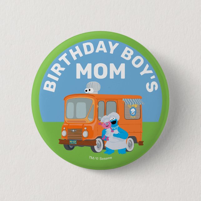 Cookie Monster Food Truck Birthday Boy's Mom 2 Inch Round Button (Front)