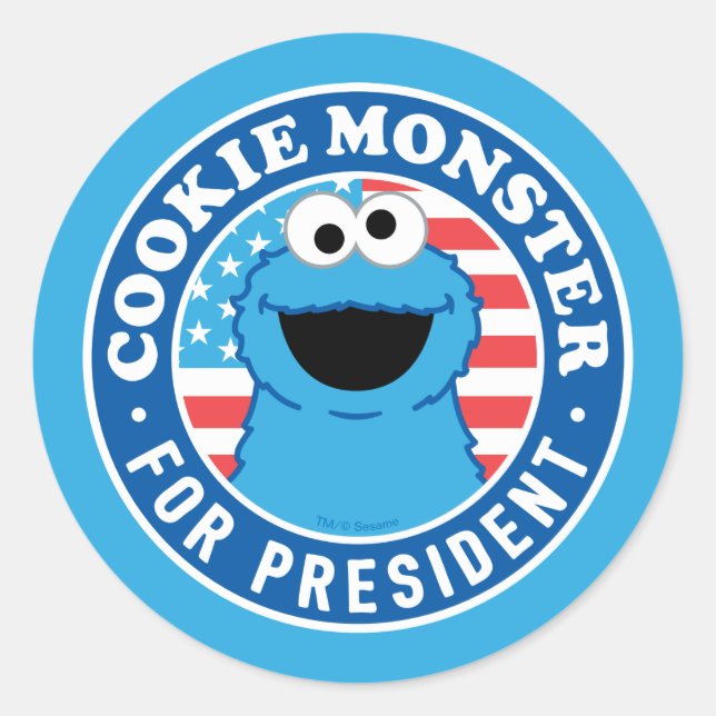 Cookie Monster for President Classic Round Sticker (Front)