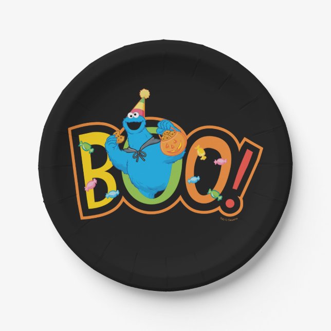 Cookie Monster | Halloween Boo! Paper Plate (Front)