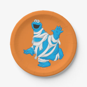 Cookie Monster Halloween Mummy Paper Plate