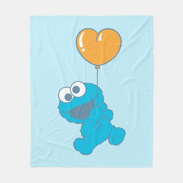 Cookie Monster Heart Balloon Fleece Blanket (Front)