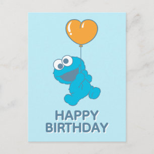 Cookie Monster Heart Balloon Postcard