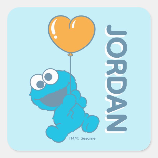 Cookie Monster Heart Balloon Square Sticker (Front)