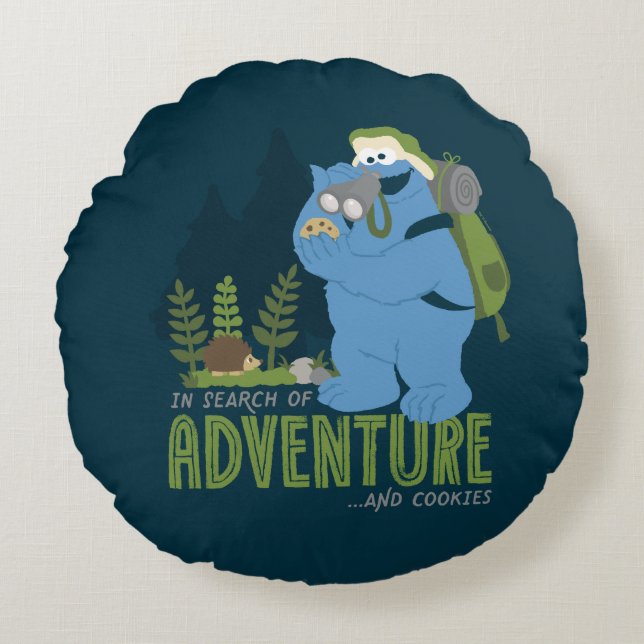 Cookie Monster | In Search of Adventure…And Cookie Round Pillow (Front)