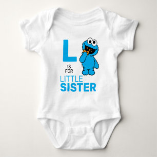Cookie Monster   L is for Little Sister Baby Bodysuit