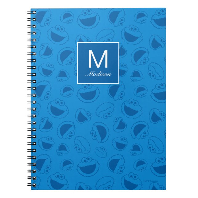 Cookie Monster | Me Awesome Blue Pattern Notebook (Front)