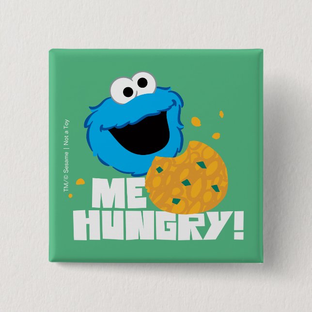 Cookie Monster | Me Hungry! 2 Inch Square Button (Front)