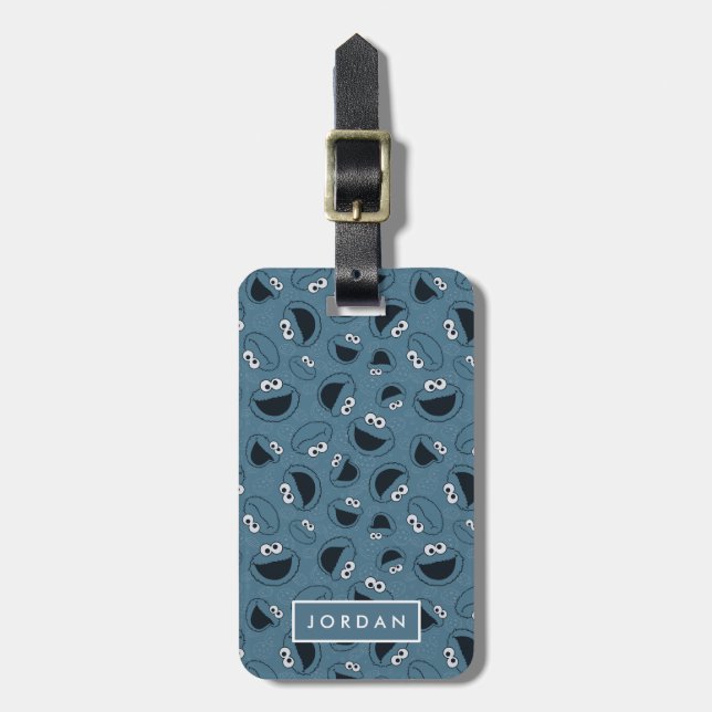 Cookie Monster | Me Hungry Pattern Luggage Tag (Front Vertical)