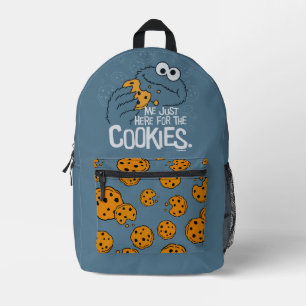 Cookie Monster   Me Just Here for the Cookies Printed Backpack