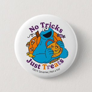 Cookie Monster   No Tricks Just Treats 2 Inch Round Button