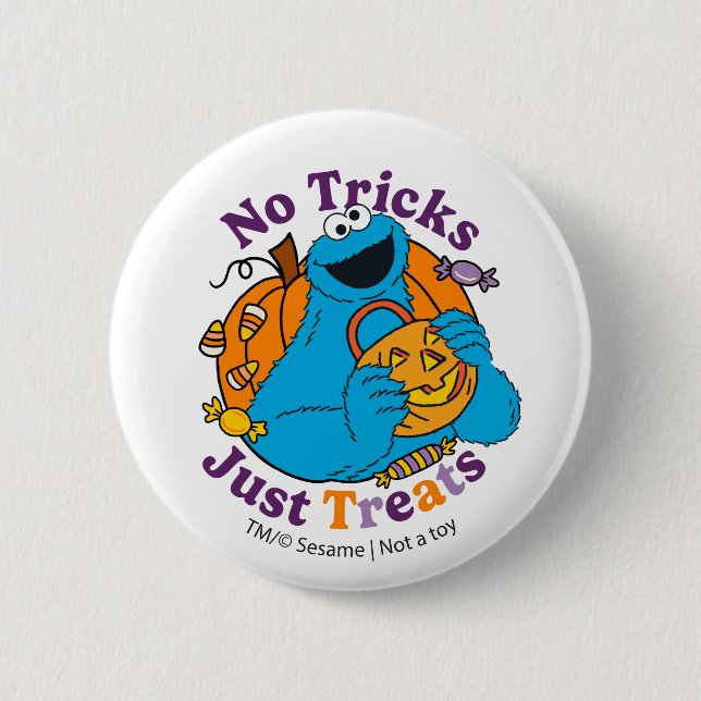 Cookie Monster | No Tricks Just Treats 2 Inch Round Button (Front)