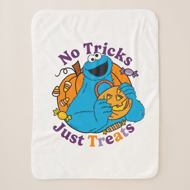 Cookie Monster | No Tricks Just Treats Sherpa Blanket (Front)