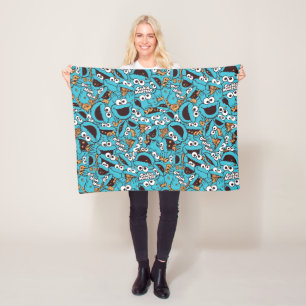 Cookie Monster   Nom Nom Nom Pattern Fleece Blanket