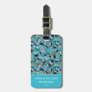 Cookie Monster Nom Nom Nom Pattern Luggage Tag