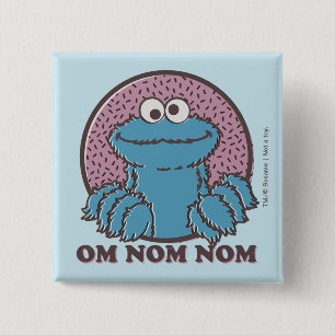 Cookie Monster   Om Nom Nom 2 Inch Square Button