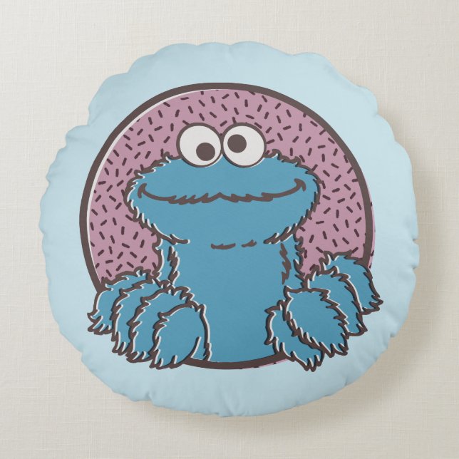 Cookie Monster | Om Nom Nom Round Pillow (Front)