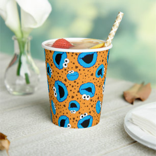 Cookie Monster on Cookie Pattern Paper Cups