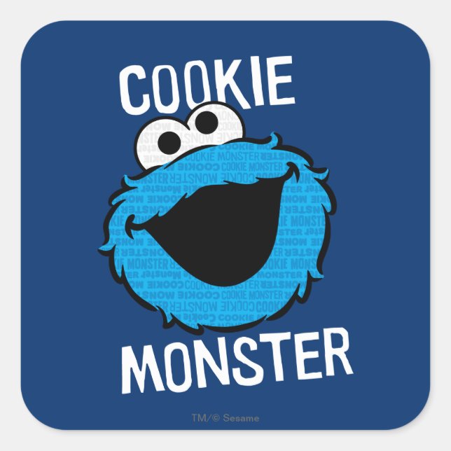 Cookie Monster Pattern Face Square Sticker (Front)