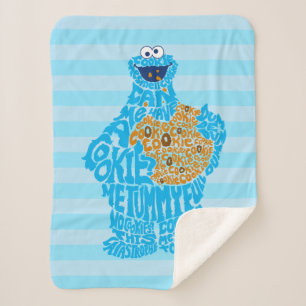 Cookie Monster Pattern Fill Sherpa Blanket