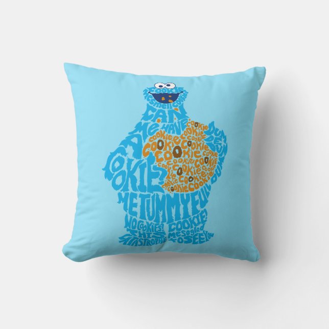 Cookie Monster Pattern Fill Throw Pillow (Front)