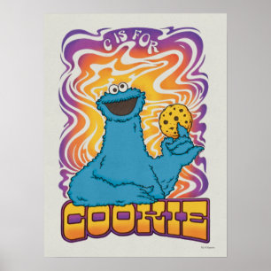 Cookie Monster Psychedelic Poster
