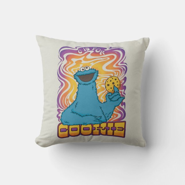 Cookie Monster | Psychedelic Throw Pillow (Front)