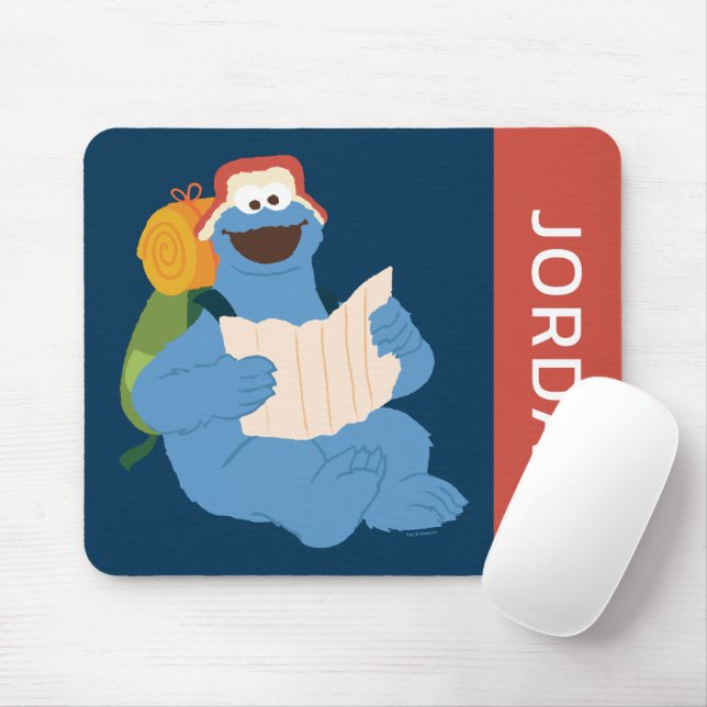 Cookie Monster Reading A Map | Add Your Name Mouse Pad (With Mouse)