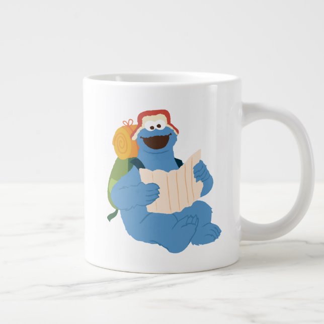 Cookie Monster Reading A Map Large Coffee Mug (Right)