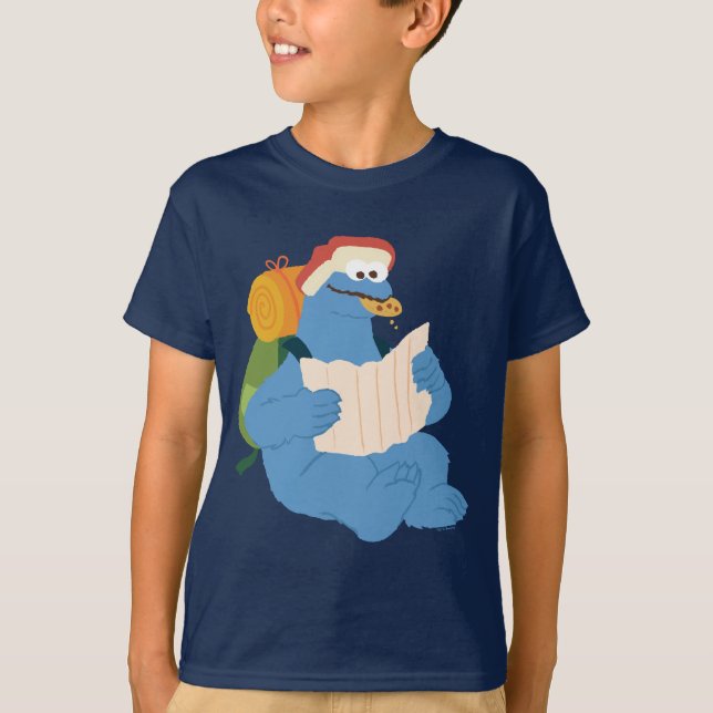 Cookie Monster Reading A Map T-Shirt (Front)