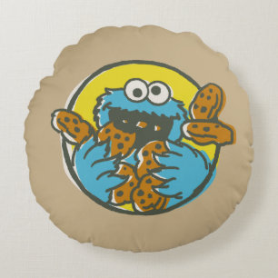 Cookie Monster Retro Round Pillow