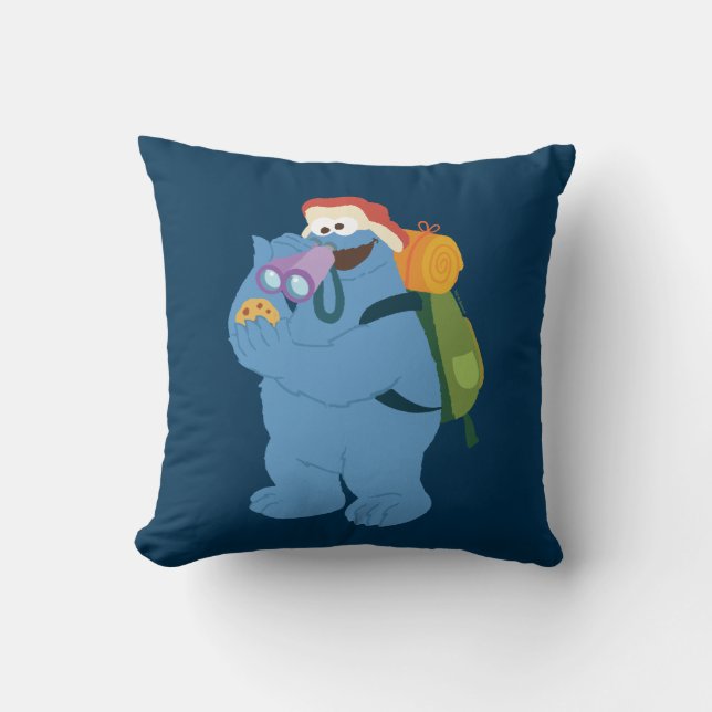Cookie Monster Searching for Cookies Throw Pillow (Front)