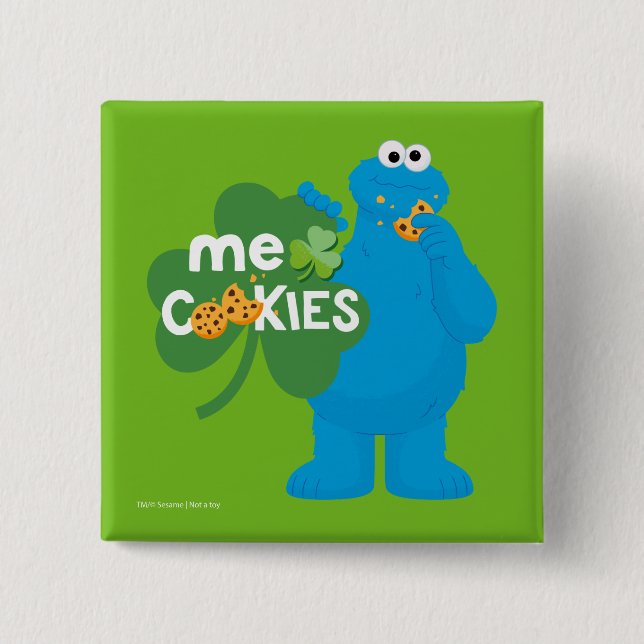 Cookie Monster | Shamrock Love 2 Inch Square Button (Front)