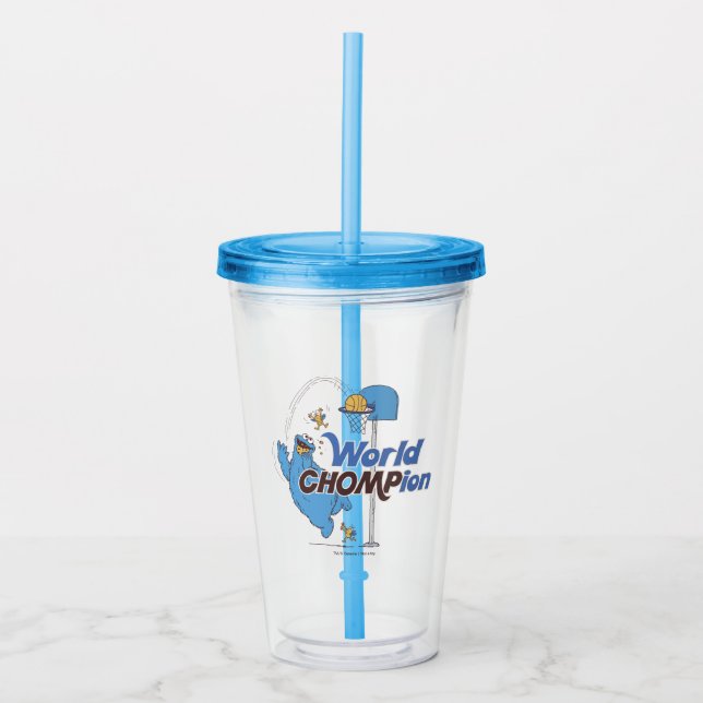 Cookie Monster | Shooting Basketball Hoops Acrylic Tumbler (Front)