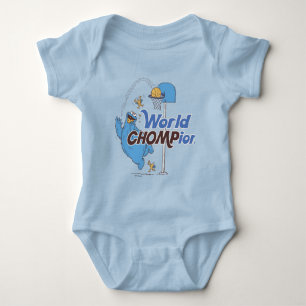 Cookie Monster Shooting Basketball Hoops Baby Bodysuit