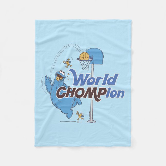 Cookie Monster | Shooting Basketball Hoops Fleece Blanket (Front)