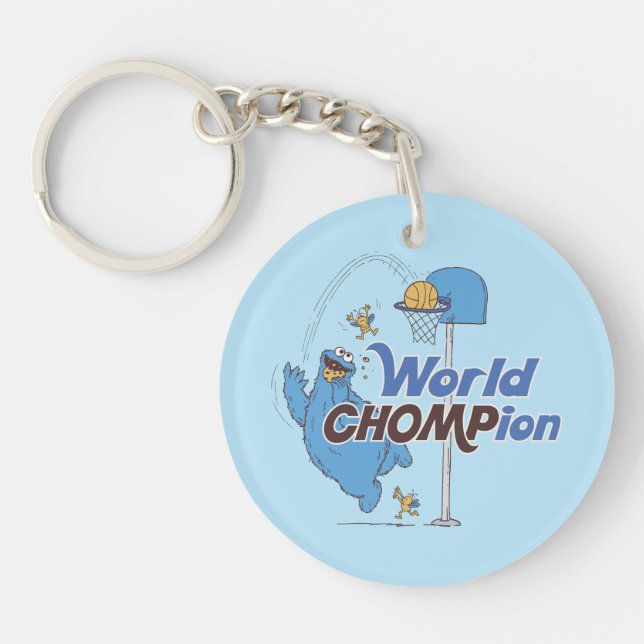 Cookie Monster | Shooting Basketball Hoops Keychain (Front)
