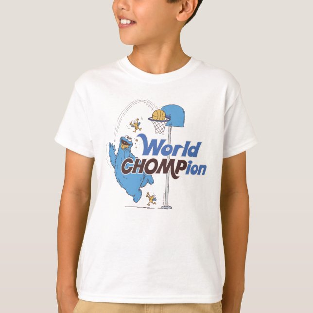 Cookie Monster | Shooting Basketball Hoops T-Shirt (Front)