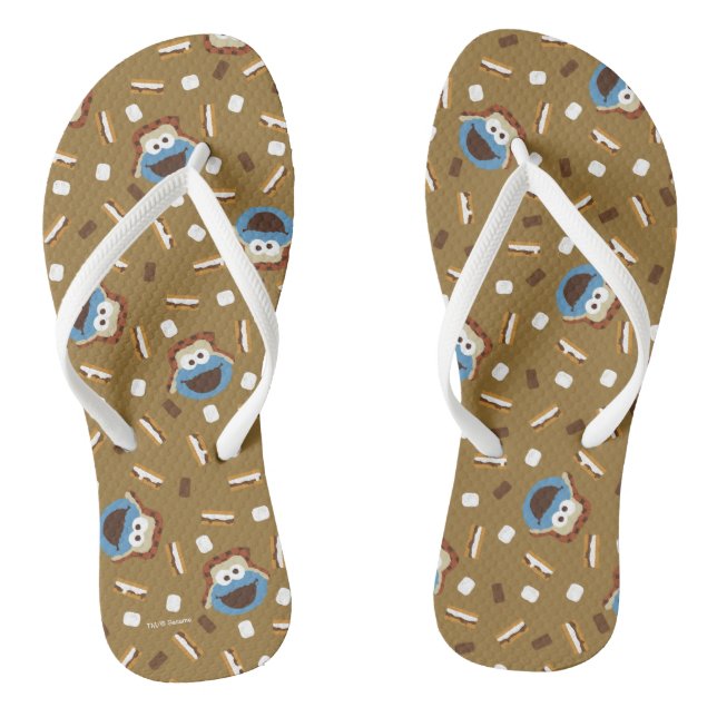 Cookie Monster S'mores Pattern Flip Flops (Footbed)