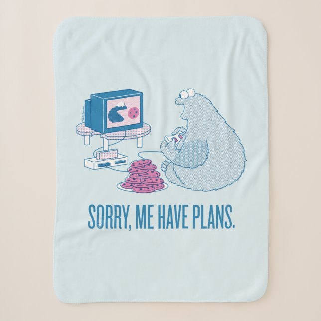 Cookie Monster | Sorry, Me Have Plans Sherpa Blanket (Front)