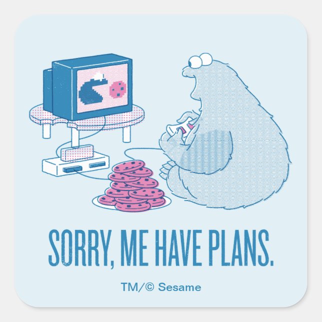 Cookie Monster | Sorry, Me Have Plans Square Sticker (Front)
